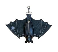 Gothic Bat Coin Purse with Belt Clip - Black Leather Small Change Pouch Key Holder, Novelty Zipper Wallet Case for Wireless Earbuds or Lipstick,Men Women