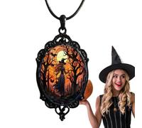 Gothic Bat Pendant Necklace - Halloween Witch Charm, Vintage Chain Jewelry,