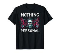 Gothic Biker Skull Nothing Personal Y2K Alt Grunge Camiseta