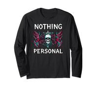 Gothic Biker Skull Nothing Personal Y2K Alt Grunge Manga Larga