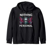 Gothic Biker Skull Nothing Personal Y2K Alt Grunge Sudadera con Capucha