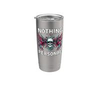 Gothic Biker Skull Nothing Personal Y2K Alt Grunge Vaso térmico de acero inoxidable de doble pared