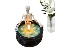 Gothic Candle Ornament - Vintage Cauldron Vessel, Seasonal Home Atmosphere, Eerie Restaurant Accessory, Stylish Tabletop Piece | Atmospheric Lighting Prop for Halloween Celebration Party Space