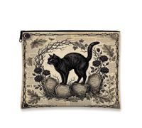 Gothic Cat Memento Mori - Bolsa de maquillaje (17,8 x 22,8 cm)