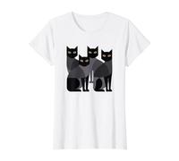 Gothic Cats EMO Grunge Punk Graphic Goth Mid-Century Modern Camiseta gráfica económica, Mujer, Blanco, S