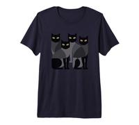 Gothic Cats EMO Grunge Punk Graphic Goth Mid-Century Modern Camiseta Premium