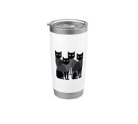 Gothic Cats Emo Grunge Punk Graphic Goth Mid-Century Modern Vaso térmico de acero inoxidable de doble pared