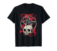 Gothic Crow Skull Pentagram Halloween Camiseta