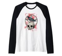 Gothic Crow Skull Pentagram Halloween Camiseta Manga Raglan