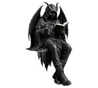 Gothic Dark Fantasy Figurine - Black Robe Reading Statue | Bookshelf Decor
