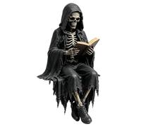 Gothic Dark Fantasy Figurine - Black Robe Reading Statue | Bookshelf Decor