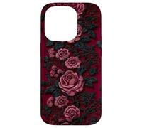 Gothic Dark Floral Black Lace Valentine Carcasa para iPhone 14 Pro