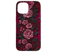 Gothic Dark Floral Black Lace Valentine Carcasa para iPhone 15