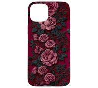 Gothic Dark Floral Black Lace Valentine Carcasa para iPhone 15 Plus