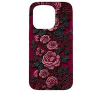 Gothic Dark Floral Black Lace Valentine Carcasa para iPhone 15 Pro