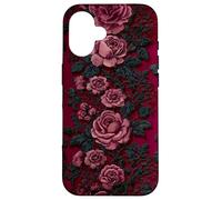 Gothic Dark Floral Black Lace Valentine Carcasa para iPhone 16