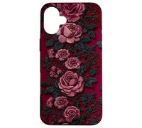 Gothic Dark Floral Black Lace Valentine Carcasa para iPhone 16 Plus
