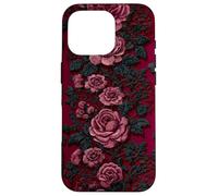 Gothic Dark Floral Black Lace Valentine Carcasa para iPhone 16 Pro