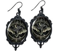 Gothic Earrings - Black Hoop Dangle, Halloween Jewelry