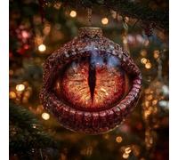 Gothic Fantasy Round Xmas Decor with Glossy Finish,Dragon Eye 2D Flat Ornament,Unique Dragon'S Eye Holiday Ornament for Dragons Enthusiasts and Collectors Gifts