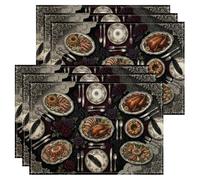 Gothic Feast - Juego de 6 manteles individuales de pavo asado para cenar en Acción de Gracias