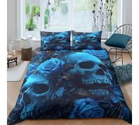 Gothic Floral Art Funda de Edredón Juego de Ropa de Cama de 3 Piezas Impresión 3D Cierre de Gothic Floral Arte Funda Edredon Funda de Almohada a Juego Suave for niños y niñas Super King（260x220cm）