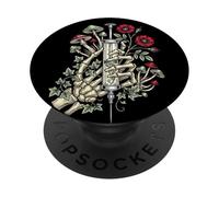 Gothic Floral Skeleton Hand Syringe Funny Nurse PopSockets PopGrip Adhesivo