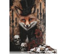 Gothic Fox in Top Hat with Roses and Skullsre Rompecabezas Imposible,desafío para Adultos Juego Educativo 1000 Piezas Obra De Arte De Juego De para Adultos Y Niños A Partir De 12 Años 1000pcs (75x50c
