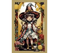 Gothic Girls - The Magician Tarot Card Notebook (Color Cover Edition): Halloween Witches - Spooky Adorable Chibi Creepy Doll, A5 Ruled Lined Notebook