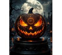Gothic Halloween Lined Notebook: Enchanted Pumpkin Under the Full Moon on a Night of Mystery and Magic