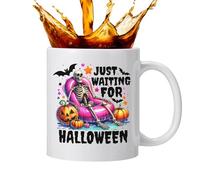 Gothic Halloween Mug - 12Oz Ceramic Coffee Cup, Pumpkin Ghost Print Design, Hot Cold Beverage Mug Wide Range of Uses | Coffee Milk Tea Cocoa Holiday Party Home Kitchen Drinkware