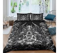 Gothic Horror Funda de Edredón Microfibra 3 Piezas Impresión 3D Cierre de Cremallera Oculta Gothic Horror Funda Edredon Fundas de Almohada Antialérgica Antibacteriana for niños Single（135x200cm）