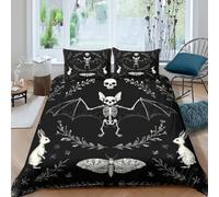 Gothic Illustration Style Funda Edredon Juego de Ropa de Cama de 3 Piezas Impresión 3D Cierre de Gothic Estilo Funda de Edredón Funda de Almohada a Juego Transpirable for Ancianos （140x200cm）