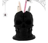 Gothic Makeup Organizer, Spooky Skull Holder, 3,9 x 3,62 x 3,31 pulgadas, Desktop Storage Container, Creepy Decorative Accent, Multi Purpose Functional Bin, Office Vanity Bathroom Bedroom Kitchen