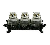 Gothic Owl Apothecary Jars, 23x19x10cm Glass Container Set, 3 Piece Vintage Storage, Holding Salt, Storing Loose Tea, Kitchen Decor, Desktop Styling