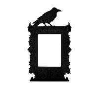 Gothic Picture Frame Crow Design, Multipurpose Art Decor for Home Desktop Halloween Festival, Vintage Style Photo Holder for Spooky Atmosphere Decorations Ornaments Party Cosplay Display Use 23.5x14.2