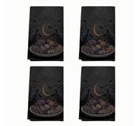 Gothic Raven Moon Feast Ravens Halloween - 4 toallas de cocina de 16 x 24