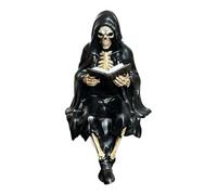 Gothic Reading Skeleton - Figura de resina de fantasía oscura, con capucha