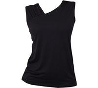 Gothic Rock, top sin mangas de las mujeres básicas con negro plisado detalle en el hombro - M - Espiral [Italia]