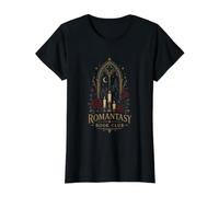Gothic Romantasy Reader Moonlit Castle Roses Mood Camiseta gráfica económica, Mujer, Negro, M