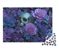 Gothic Roses and Butterflies, Skull Rompecabezas Puzzle,1000pcs (75x50cm) Adulto Juego Educativo Decoración del Hogar
