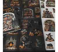 Gothic Scrapbook Stickers Set,Reading Scrapbook Journaling Zubehör Stickers for Junk Journal,Bullet Journal,Scrapbooking,Phone Case,Cups,Photo Frame (Gothic Library)