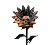 Gothic Skull Bloom Decoration - 5.91x1.97x1.97 Inches Halloween Skulls Sunflower for Horror Atmosphere, Creepy Accent with Display Function, Halloween Flower for Pathway Room Lawn Porch Mantel