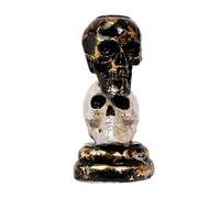 Gothic Skull Candle Holder - Two-Tone Resin Halloween Tealight Cup Sculptur