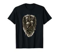 Gothic Skull Cross Wings, Dark Grunge Serpent Coil Design Camiseta