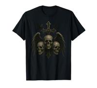 Gothic Skull Cross Wings, Dark Raven Grunge Design Camiseta