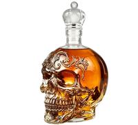 Gothic Skull Decanter Bottle, Ornate Baroque Liquor Bottle with Embossed Skull Design and Crown Stopper, Decoratives Decanter for Bar Decor,Halloween Party,Day of The Dead Display