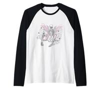 Gothic Skull Fairy Skeleton Graphic Y2K Aesthetic Fairycore Camiseta Manga Raglan
