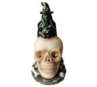 Gothic Skull Lamp - 13cm Gothic Witch Skeleton Sculpture Lamp | Skull Head With Witch Hat Decoration | Table Lantern Shaped Head For Home Living Rooms Bedroom Bedside Study Desk Bar Parties School