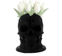 Gothic Skull Organizer Box, Spooky Makeup Storage Container, Halloween-Themed Desk Decor, Multifunctional Vanity Holder, Resin Craft Design, Ideal for Bedroom Bathroom Display, 9.9x9.2x8.4cm Black